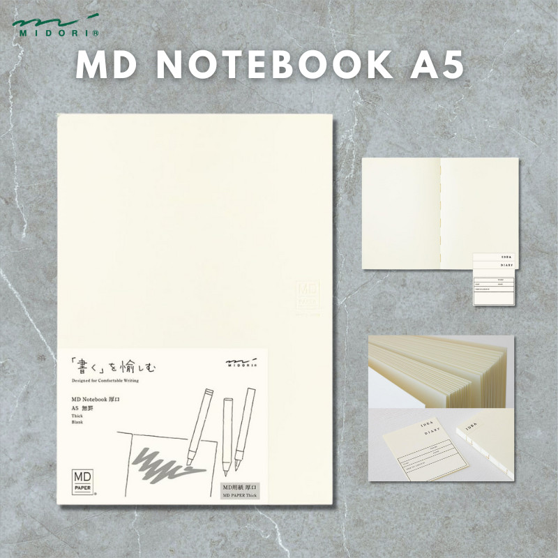 Midori Note MD Notebook A5 Thick Plain 15350006 for Journal, Japan Diary/ Journal Stationery