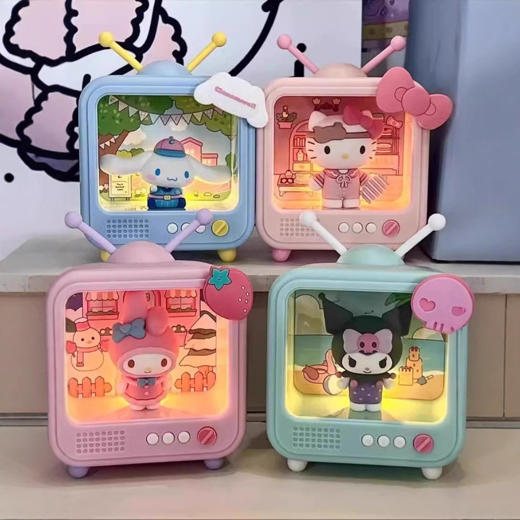 Sanrio TV Night Light Hộp bí ẩn Hình Đồ trang trí phát sáng Kuromi Melody Girl Heart