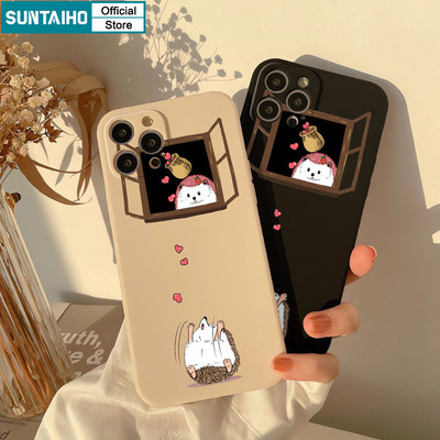 Ốp Điện Thoại Suntaiho Dễ Thương Ngộ nghĩnh Nhím Tương Tác Họa Tiết Silicon Mềm Cao Cấp Chống Sốc Cho iPhone 11 12 13 14 15 16 Pro Max IP 7 8 Plus Iphon X XS XR Xs max