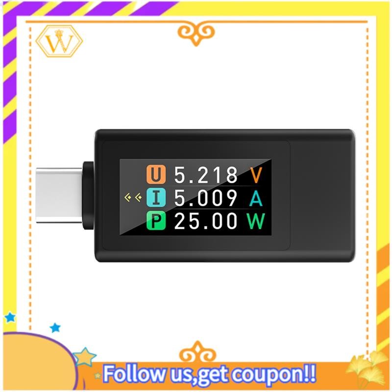 KWS-1902L Type-C Màn hình điện áp dòng điện 4-30V 0-8A Màn hình màu Amp Volt Ampe kế Máy dò tắt nguồ