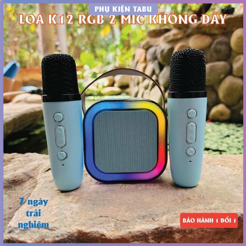 Loa kéo karaoke, Loa Bluetooth Karaoke Mini 2 Mic K1. Loa mini, Loa K12, Loa Karaoke Mini ,, CÓ ĐÈN 