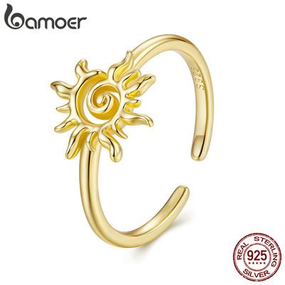 Bamoer Nhẫn Bạc 925 Mặt Trời Điều Chỉnh Kích Thước, Trang Sức Thời Trang Cho Nữ