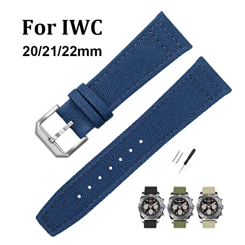 Dây đeo đồng hồ bằng vải Nylon Dây đeo đồng hồ bằng da thật 20mm 21mm 22mm cho IWC PILOT cho Le Peti