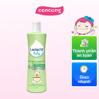 Sữa tắm gội trẻ em hàng ngày bảo vệ và nuôi dưỡng da và tóc bé Lactacyd Milky 250ml