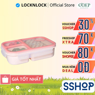  Hộp cơm 3 ngăn 980ml To-Go LocknLock Chính hãng màu hồng nhựa PP có hộp đựng nước chấm HPL781PIK - SSHOP SSA 