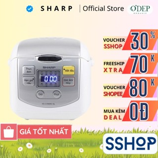 Nồi cơm điện tử mini Sharp 0.72 Lít 450W Chính hãng chống dính cho 1-2 người ăn KS-COM08V-SL - SSHOP SSA