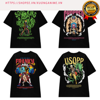Áo thun one piece unisex nam nữ Thế giới áo game anime hình Brook, Chopper, Franky, Ussop