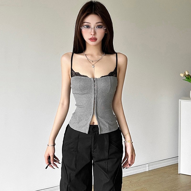 Klalien Mùa Hè Mới Nữ Màu Trơn Đường Phố Dây Đeo Thời Trang Gợi Cảm Giảm Béo Lưng Tank Top | BigBuy360 - bigbuy360.vn