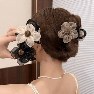 Kẹp Vuốt Tóc Kim Cương Hoa Gạc - Kẹp Tóc Đuôi Ngựa Cao Hướng Dương Hàn Quốc - Dành Cho Nữ - Acrylic, Retro, Thời Trang - Móng Vuốt Cua Tóc Đuôi Ngựa - Phụ Kiện Tóc