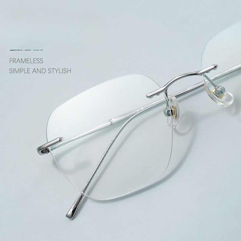 Ultra Light Pure Titanium Glasses Frame Women Rimless Glasses Frame Men8911-632Borderless Anti-Blue 
