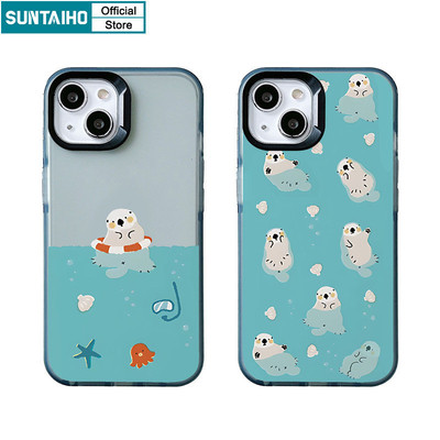 Suntaiho Ốp lưng iPhone Hàn quốc Đẹp Cute Vỏ Độc Đáo Bơi Họa Tiết Otter Trong Suốt Mờ Dành Ốp điện thoại TPU Silicon Mềm Cao Cấp Chống Sốc Cho Iphone 15 14 12 13 11 Pro Max IP 7 8 Plus Iphon X Xs XR Xs Max