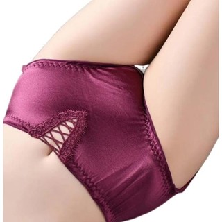 Poter LIMIT Quần Lót Lụa Satin Giữa Eo Màu Trơn Nữ