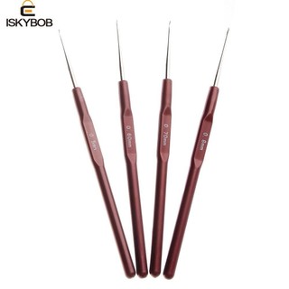 Fujiou móc kim, móc micro đan nhựa, dụng cụ làm tóc dreadlock kéo dài tóc 0.5mm 0.6mm 0.7mm 0.8mm móc kim loại để làm bện