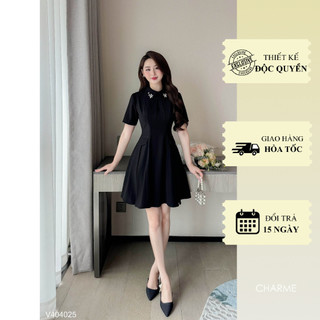 Váy nữ dáng xòe cổ đức đính đá Charme 404025