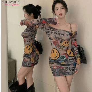 Sugemiusi Gợi Cảm Pure Desire Một Vai Ống Top Váy Chặt Gợi Cảm Ôm Hơn Nhìn Đáy Váy Dài @ -