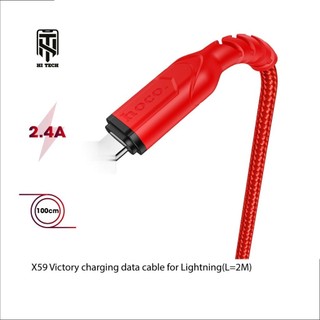 Dây sạc nhanh hoco X59 hỗ trợ sạc nhanh 2.4A sạc từ USB sang Ln chất liệu TPE chống cháy dây dài 1m. 