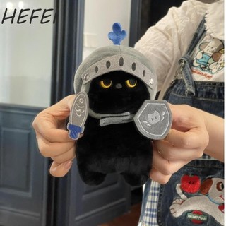 HEFEI Knight Cat Sang Trọng Búp Bê, Shield Silly Cat Sang Trọng Đồ Chơi, Trang Trí Có Thể Tháo Rời Mềm Mại Dễ Thương Mèo Đen Đồ Chơi Nhồi Bông Trẻ Em