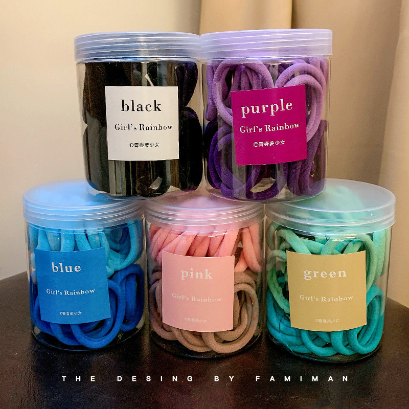 100 Chiếc Dây Buộc Tóc Nữ Hàn Quốc Nhiều Màu Bền Buộc Tóc Phụ Kiện Tóc