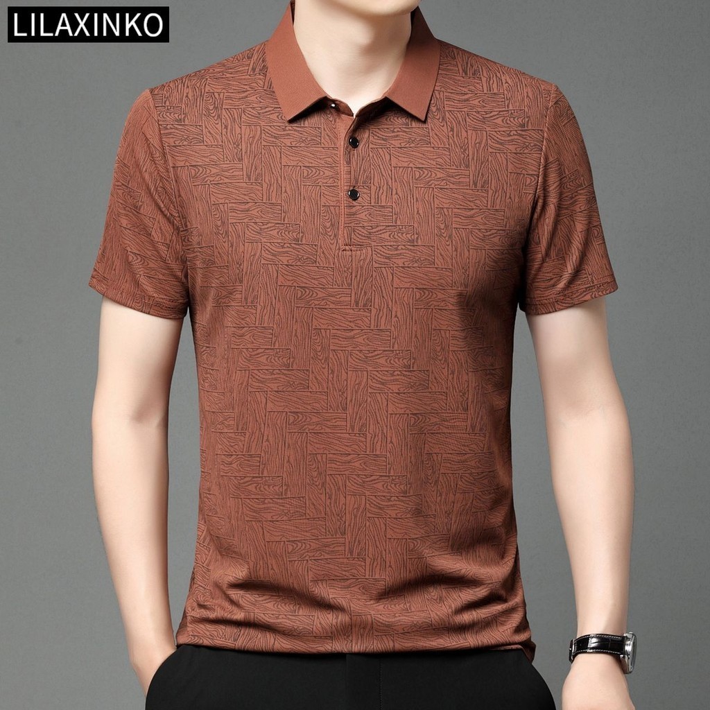 Áo Sơ Mi Polo Nam Quần Áo Sọc Sọc Cơ Bản Tay Ngắn Áo Sơ Mi Top Cổ Điển Quần Áo Thời Trang