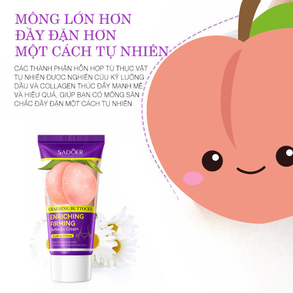 Kem nở mông chính hãng giúp mông săn chắc, dưỡng ẩm, giảm thâm mông, tạo hình mông đầy đặn, gọn gàng, an toàn tuýp 60g