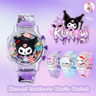 Hoạt Hình Sanrio Kuromi Dạ Quang Đồng Hồ Âm Nhạc Có Xoay Lật Trẻ Em Nhiều Màu Sắc Nhấp Nháy Đồng Hồ Led Đồ Chơi Quà Tặng Sinh Nhật Giai Điệu