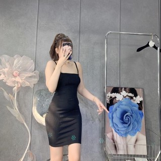 Váy body 2 dây sợi bún, đầm ôm body siêu tôn dáng sexy, vải co giãn, mặc đi chơi, dự tiệc siêu xᶖnh h160