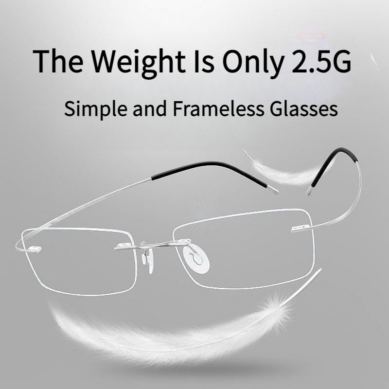 Ultra-Light Titanium Alloy Men and Women Frameless Myopia Glasses Anti-Blue Light Glasses-50-75-100-