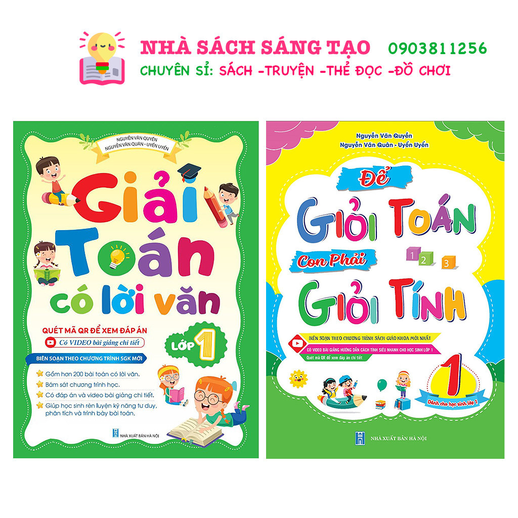 Sách - Combo 2 cuốn Giỏi Toán Giỏi Tính và Giải Toán Có Lời Văn Lớp 1 - ( Toán Đố Lớp 1)