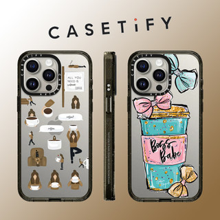Casetify Coffee Girl Bow Cup Ốp điện thoại Acrylic chống sốc trong suốt cho iPhone 15 Pro Max 14 Plus 13 ProMax 12 12Pro Vỏ bảo vệ cứng bằng điện thoại chống sốc
