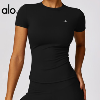 Áo Phông Cộc Tay Alo trang phục tập Yoga nhanh khô cho nữ áo cổ tròn thể thao chạy bộ ngoài trời đồ tập yoga bó sát mùa hè