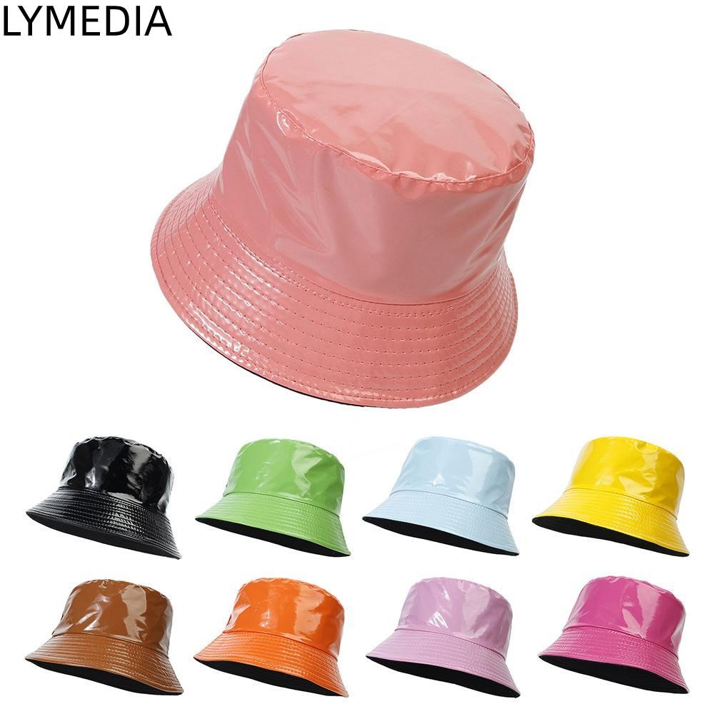LYMEDIA xô LYMEDIA Du lịch Leo núi bằng da PU Mũ chống nắng Cotton