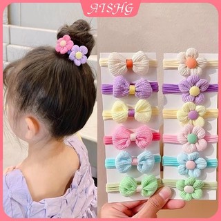AISHG 6 Miếng Trẻ Em Hoa Nơ Hir Tie Co Giãn Cao Su Co Giãn Dây Phụ Kiện Tóc