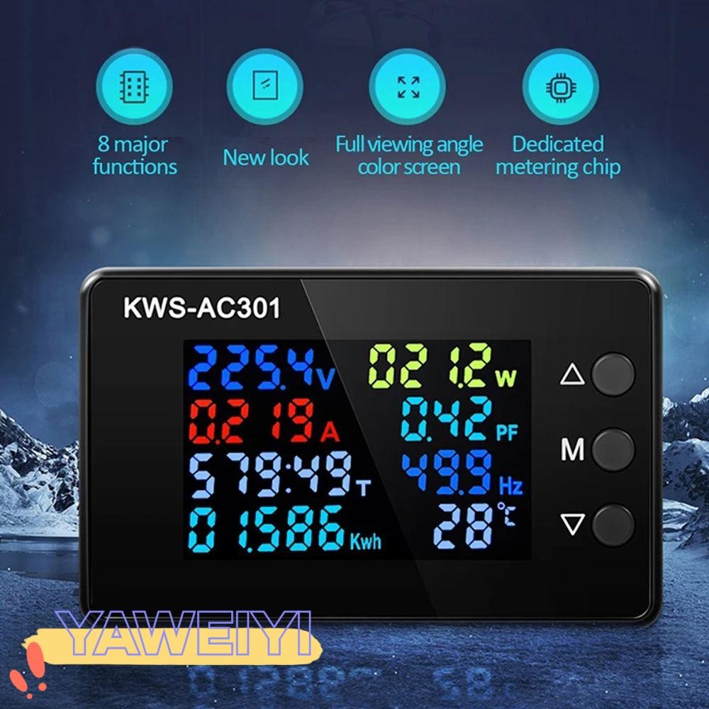 Đồng hồ đo điện áp kỹ thuật số YAWEIYI KWS-AC301 AC 50-300V 0-100A Đồng hồ đo năng lượng