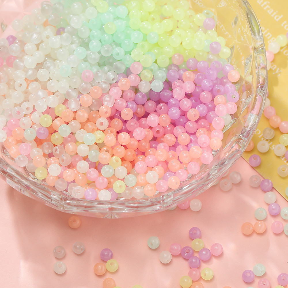St.kunkka 4mm Acrylic Hạt 10 / 20g Trong Suốt Dạ Quang Hạt Cho DIY Vòng Tay Vòng Cổ Làm