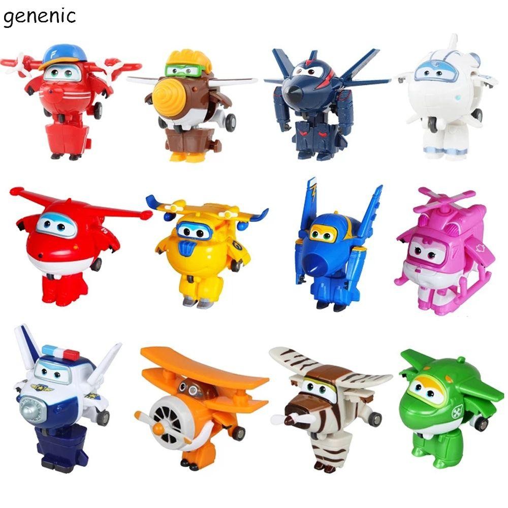 Genenic Super Wings Hoạt Hình Trẻ Em Quà Tặng Biến Dạng Jett Dizzy Donnie Máy Bay Robot