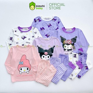 [BÉ 10-25KG] Set Bộ Thun Lạnh Dài Tay Cho Bé Gái KIMCHIBABY Hoạ Tiết Kuromi, Bộ Quần Áo Cho Bé Mặc Thu Đông KD419