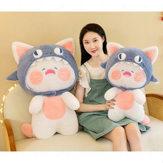 Gấu Bông Mèo Dudu Mũ Cá Mập Tháo Rời – Siêu Xinh Kích Thước 50-80cm