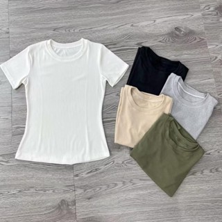 Áo Thun Ôm Body cổ Tròn Ngắn Tay Chất Gân Đẹp Có Size M L tới 57kg mã nh61c