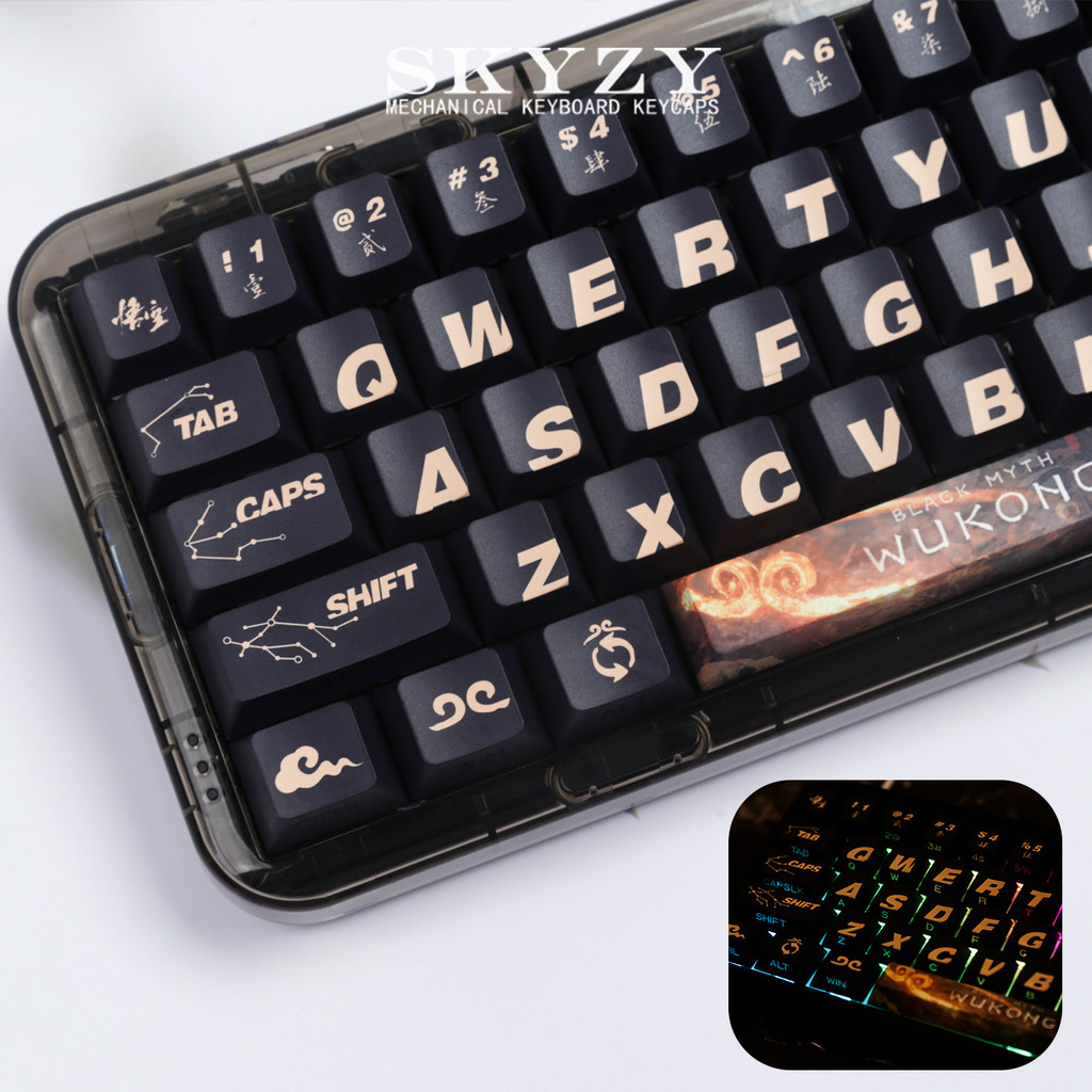 Wukong Keycaps Cherry Profile Black Myth PBT Dye Sub Bàn phím cơ Keycap