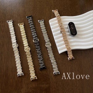 Dây Xích Kim Loại Dây Đeo Cho Xiaomi Band 9 Mi Band 8 7 6 5 4 3 Vòng Tay Dây Đeo Đồng Hồ Nữ Sang Trọng Thép Không Gỉ Đồng Hồ Phụ Kiện