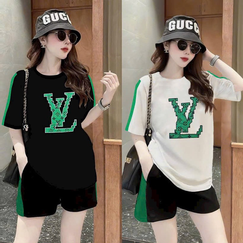 Bộ short thun cotton -MK009-nữ áo quần in phối 3D cô gái phong cảnh trẻ trung cá tính fom rộng m&k