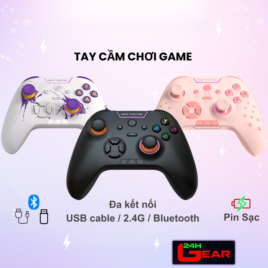 Tay cầm chơi game không dây DAREU H101X / H105 (Pin sạc 650mAhDual Mode: Type-C, Bluetooth)