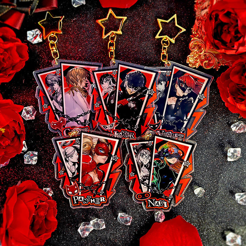 Amamiya Ren Móc chìa khóa acrylic Persona 5, mặt dây chuyền xe, quà tặng cosplay