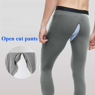 Quần cotton nam hở đáy quần ấm áp có quần legging, trung niên và người già, thoải mái và thoáng khí cho thể thao mùa thu đông, 5208