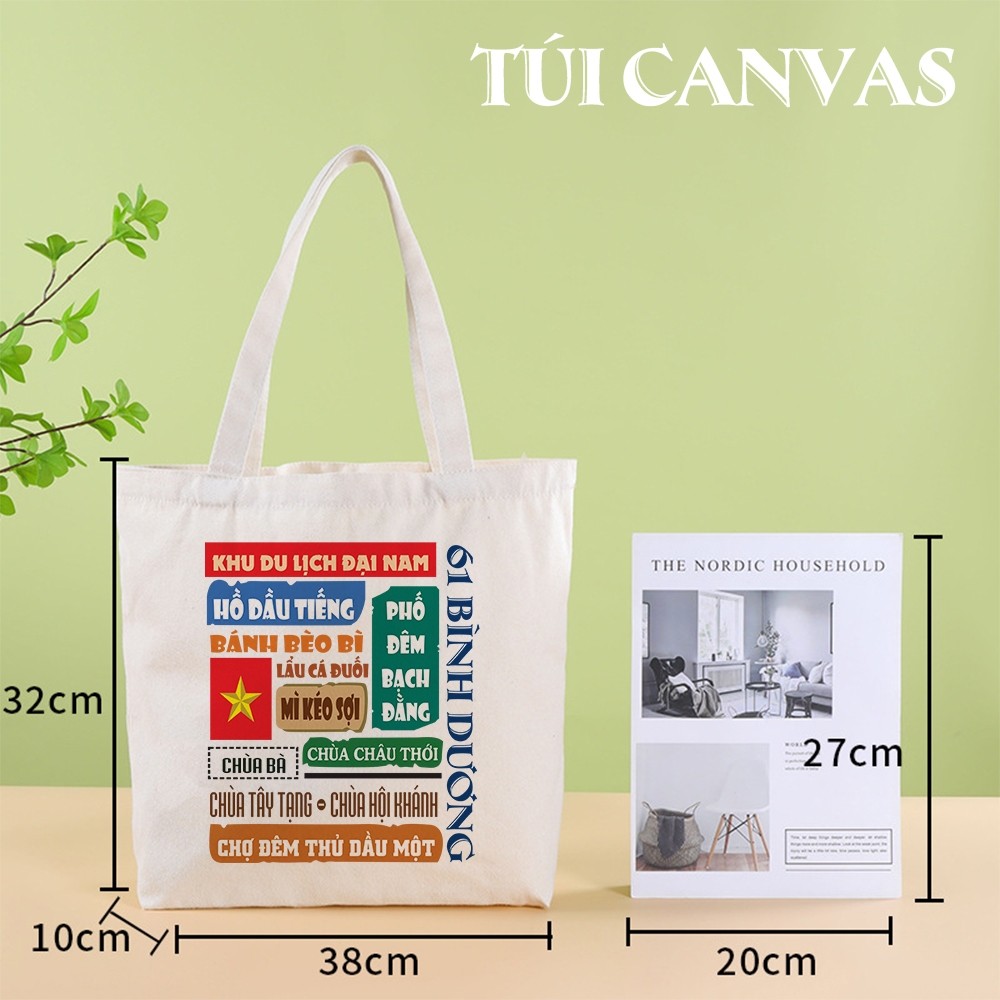 Túi Vải Canvas Sức Chứa Lớn - IN HÌNH 61 BÌNH DƯƠNG - Thời Trang Tổi Giản Trong Bộ Sưu Tập Các Tỉnh 