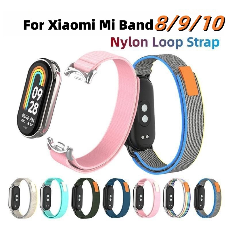 Dây đeo thắt lưng Nylon Velcro cho Xiaomi Mi Band 10 9 8 Dây đeo thay thế cho dây đeo cổ tay Mi Band