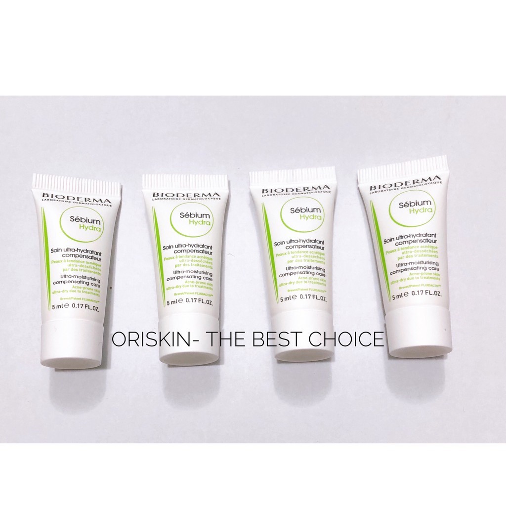 (Mini 5ml)  Kem dưỡng ẩm Bioderma  Sebium Hydra / Sensitive / Cicabio giảm khô căng, bong tróc