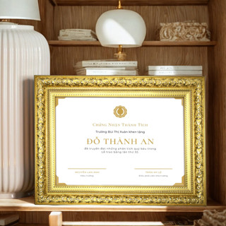 Khung Ảnh - Khung Bằng Khen A3/A4/B4 Treo Tường Để Bàn - Khung Vàng Cổ Điển Bảng To, Mặt Mica (30x42, 21x30, 25x35)cm