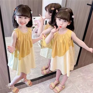 Trẻ Em Ngọt Ngào Màu Sắc Phù Hợp Với Bé Gái Không Tay Rời Mùa Hè Mặc Đầm Công Chúa Thoáng Khí