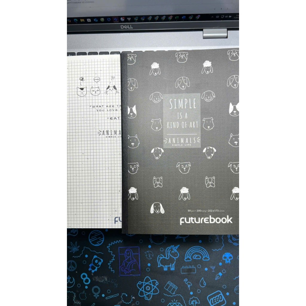 [ 2C BÌA ĐEN+ TRẮNG] Tập Sinh Viên 200 Trang Animal Future Book DK302 - Kẻ 4 Ô Ngang 80gsm